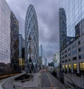 La Defense Paris, France - 02 21 2022: Panoramic view of the Defense towers district