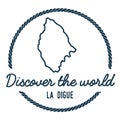 La Digue Map Outline. Vintage Discover the World.