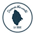 La Digue map in vintage discover the world.