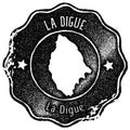 La Digue map vintage stamp.