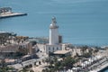 La Farola lighthouse in Malaga port close view, Spain Royalty Free Stock Photo