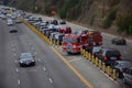 LA Fire Engine Plow Through Heavy Traffic and Turn Around