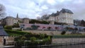 The La Folie de Buissy castle and its tropical greenhouse in the town of Long in France Royalty Free Stock Photo