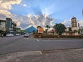 La Fortuna city center with Arenal volcano in the background