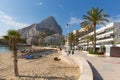 La Fossa playa Calp Spain Costa Blanca with view of the rock landmark PeÃÂ±ÃÂ³n de Ifach