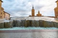 La Fuente del Hispanidad, the Spanish Fountain at Plaza del Pilar in Zaragoza, Spain Royalty Free Stock Photo