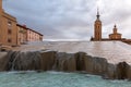 La Fuente del Hispanidad, the Spanish Fountain at Plaza del Pilar in Zaragoza, Spain Royalty Free Stock Photo