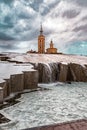 La Fuente del Hispanidad, the Spanish Fountain at Plaza del Pilar in Zaragoza, Spain Royalty Free Stock Photo