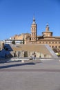 La Fuente del Hispanidad, the Spanish Fountain at Plaza del Pilar in Zaragoza, Spain Royalty Free Stock Photo