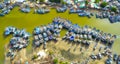 La Gi fishing village seen from above with hundreds of boats anchored along both sides of river Royalty Free Stock Photo