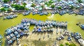 La Gi fishing village seen from above with hundreds of boats anchored along both sides of river Royalty Free Stock Photo