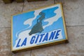 La gitane French text sign with logo brand Gypsy women of cigarettes manufactured by