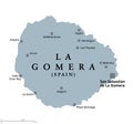 La Gomera island, gray political map, part of Canary Islands, Spain