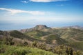 La Gomera landscape viewed from the highest point of the island, El Hierro island is in the background, Canary island, Spain.