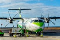 Propeller airplane provisioning on the runway, La Gomera