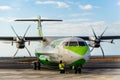 Propeller airplane provisioning on the runway