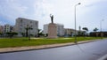 La Goulette, Tunisia - May 25, 2023: The tipical street with house and trees at La Goulette