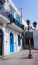 La Goulette, Tunisia - May 25, 2023: The tipical street with house and trees at La Goulette