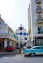La Goulette, Tunisia - May 25, 2023: The tipical street with house and trees at La Goulette