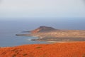 La Graciosa island taken from Mirador del Rio escarpment viewpoint at Lanzarote, Canary Islands, Spain