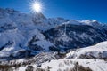 The village of La Grave with La Meije mountain peak in Winter. Hautes-Alpes, Ecrins National Park, Alps, France Royalty Free Stock Photo