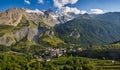Ecrins National Park - The village of La Grave with La Meije mountain peak in Summer. Alps, France Royalty Free Stock Photo