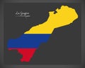 La Guajira map of Colombia with Colombian national flag illustration