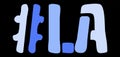 LA Hashtag. Isolate curves doodle letters. Blue colors. Hashtag #LA is abbreviation for the US American state Louisiana