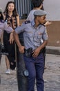 Police officer on street, portrait cuban series, La Havana