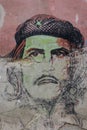 La Havana, Cuba, January 9, 2017: Che Guevara portrait graffiti on wall