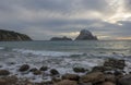 La isla de Es Vedra desde la cala Dhort en Ibiza Royalty Free Stock Photo