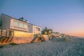 La Jolla, California- Beach houses with glass fence during sunset Royalty Free Stock Photo