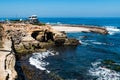 La Jolla Children`s Pool with Eroded Cliffs Royalty Free Stock Photo