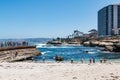 La Jolla Children`s Pool with Surrounding Hotels Royalty Free Stock Photo