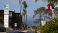 La Jolla, San Diego, CA USA -24 JAN 2020: Cars and buildings, downtown city street of californian coastal tourist resort.