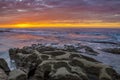 La Jolla Tide Pools with Colorful Sunset Sky Royalty Free Stock Photo