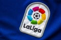 La Liga Spanish Football Soccer close up to their logo on a jersey Royalty Free Stock Photo