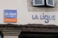 La ligue contre le cancer logo and text sign on facade office of french league