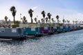 Colorful houseboats in the marina near Gibraltar