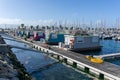 Colorful houseboats in the marina near Gibraltar