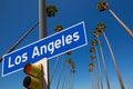 LA Los Angeles palm trees in a row road sign photo mount Royalty Free Stock Photo