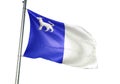 La Louviere of Belgium flag waving isolated on white background