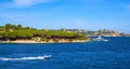 La Maddalena, Sardinia, Italy - Panoramic view of La Maddalena archipelago Tyrrhenian Sea coastline with La Maddalena island