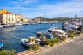 La Maddalena, Sardinia, Italy - Panoramic view of La Maddalena port - Porto di Cala Gavetta - and marina quarter at the Tyrrhenian