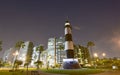 La Marina Lighthouse in the tourist district of Miraflores in Lima, with flowers Peru, the capital of the country