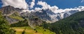 La Meije Glacier from the village of La Grave in Ecrins National Park. Hautes-Alpes. Alps, France