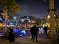 La Mer Beach Resort and outdoor shopping are at night, a new district with shopping and restaurants in Jumeirah, Dubai, UAE