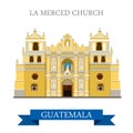 La Merced Church Antigua in Guatemala flat vector Royalty Free Stock Photo