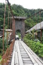 La Merced, Peru - Dec 30, 2018: Puente Colgante Kimiri, a bridge on the Chanchamayo river