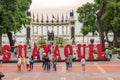 La nrotunda monument at malecon 2000 in Guayaquil, Ecuador.